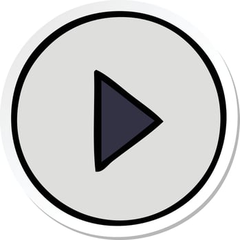 sticker of a cute cartoon play button vector