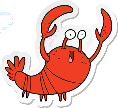 sticker of a cartoon lobster vector