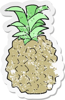 retro distressed sticker of a cartoon pineapple vector