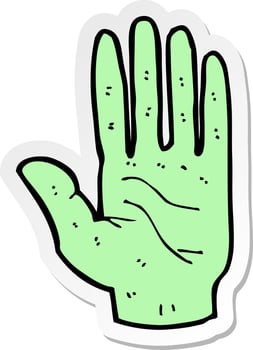 sticker of a cartoon zombie hand vector