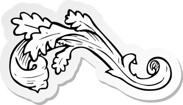 sticker of a traditional hand drawn floral swirl vector