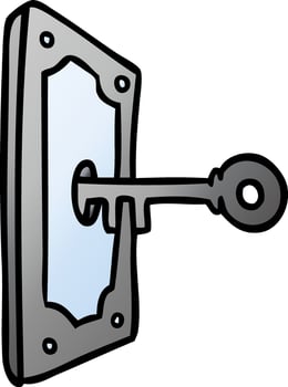 gradient cartoon doodle of a door handle vector