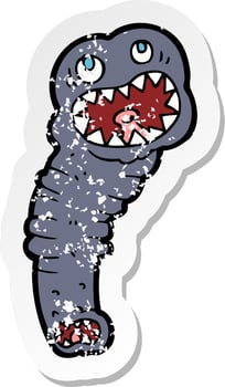 retro distressed sticker of a cartoon leech vector