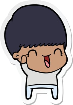 sticker of a happy cartoon boy vector