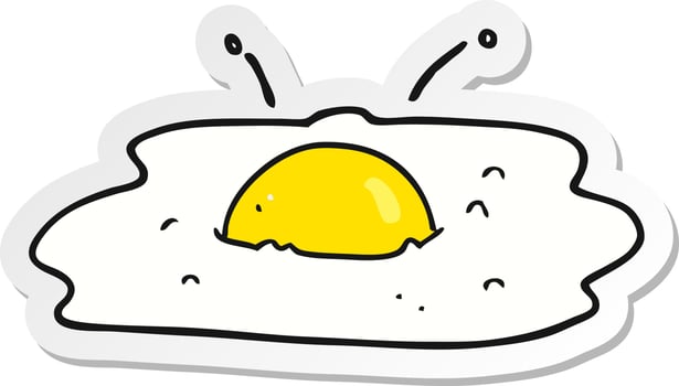 sticker of a cartoon fried egg vector