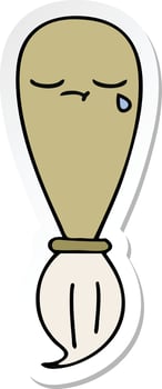 sticker of a cute cartoon paint brush vector