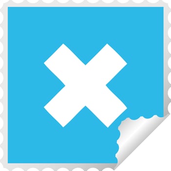 square peeling sticker cartoon multiplication symbol vector