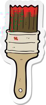 sticker of a cartoon paint brush vector