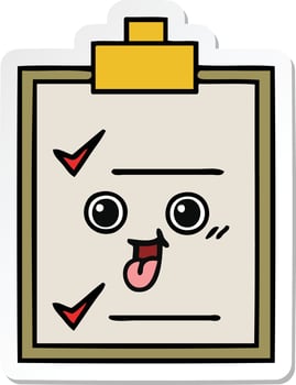 sticker of a cute cartoon check list vector