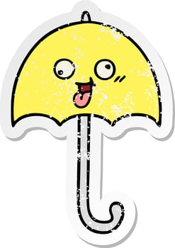 distressed sticker of a cute cartoon umbrella vector