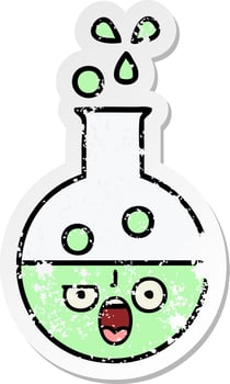 distressed sticker of a cute cartoon test tube vector
