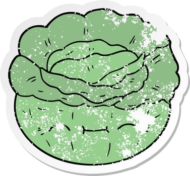 distressed sticker of a cartoon cabbage vector