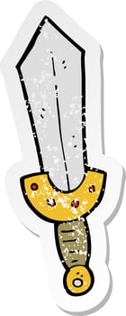retro distressed sticker of a cartoon viking sword vector