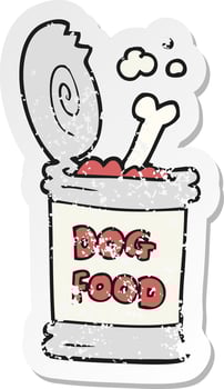 retro distressed sticker of a cartoon dog food vector