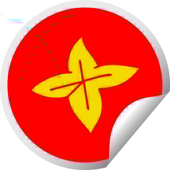 circular peeling sticker cartoon autumn leaf vector