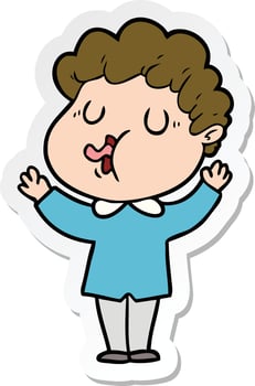 sticker of a cartoon man singing vector