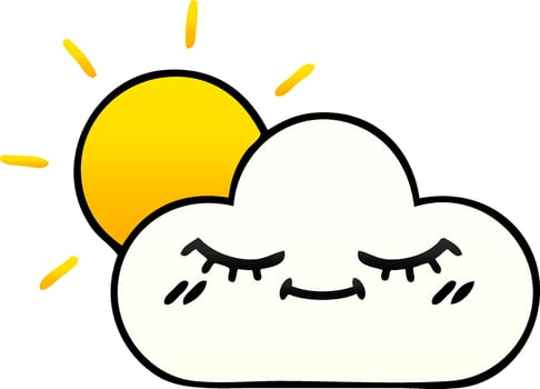 gradient shaded cartoon sunshine and cloud vector