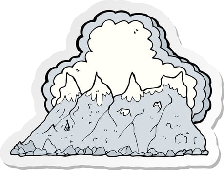 sticker of a cartoon mountain range vector