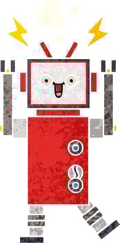 retro illustration style cartoon robot vector