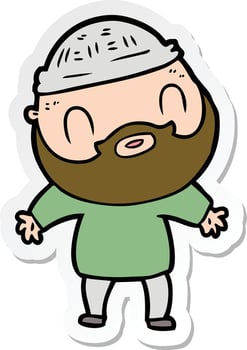 sticker of a cartoon bearded man vector