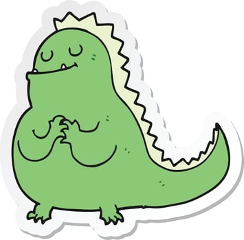 sticker of a cartoon dinosaur vector
