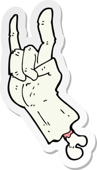 sticker of a cartoon zombie hand making rock symbol vector