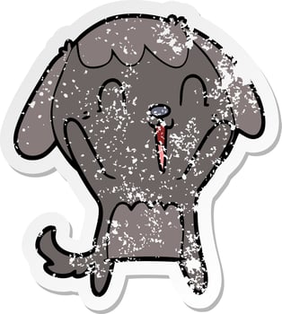 distressed sticker of a cute cartoon dog crying vector