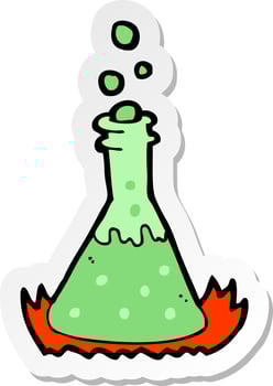 sticker of a cartoon bubbling chemicals vector