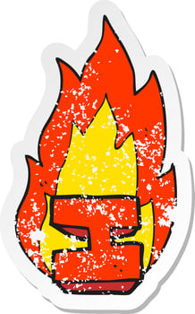 retro distressed sticker of a cartoon flaming letter I vector