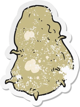 retro distressed sticker of a cartoon potato vector
