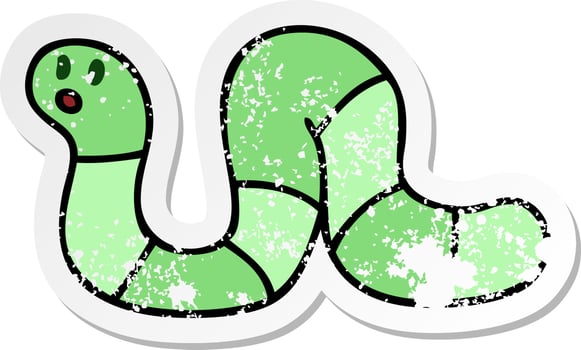 distressed sticker of a quirky hand drawn cartoon snake vector