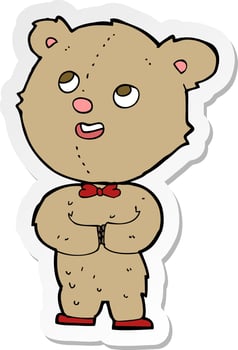 sticker of a cartoon cute teddy bear vector