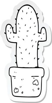 sticker of a cartoon cactus vector