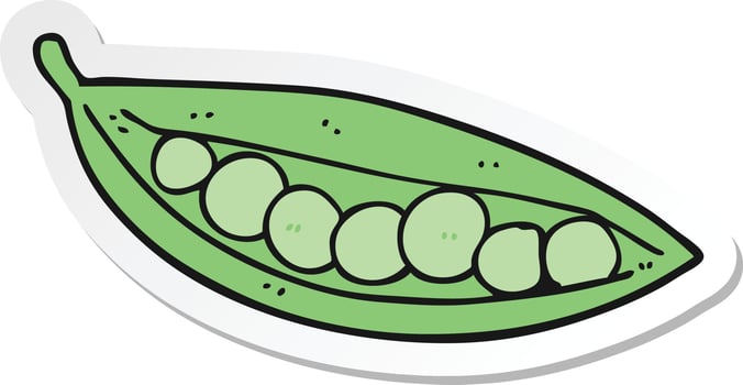 sticker of a cartoon peas in pod vector