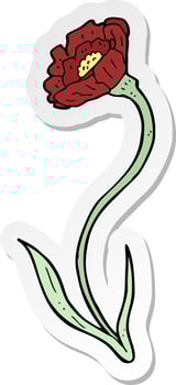sticker of a cartoon flower vector