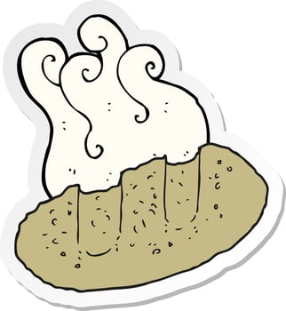 sticker of a cartoon bread vector