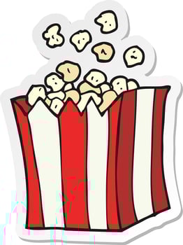 sticker of a cartoon popcorn vector