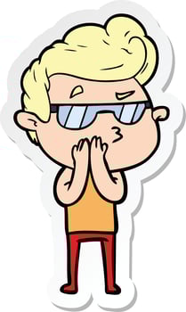 sticker of a cartoon cool guy vector