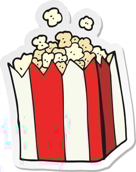sticker of a cartoon popcorn vector