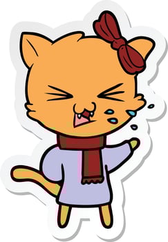 sticker of a cartoon cat vector