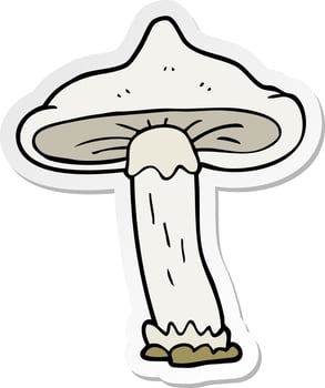 sticker of a cartoon mushroom vector