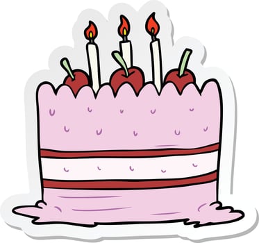 sticker of a cartoon cake vector