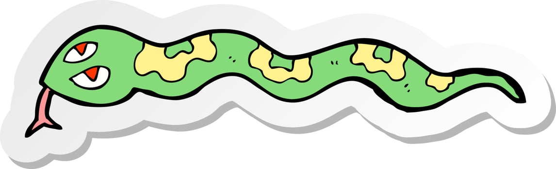 sticker of a cartoon hissing snake vector