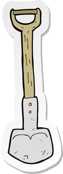 sticker of a cartoon shovel vector