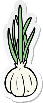 sticker of a cartoon garlic vector
