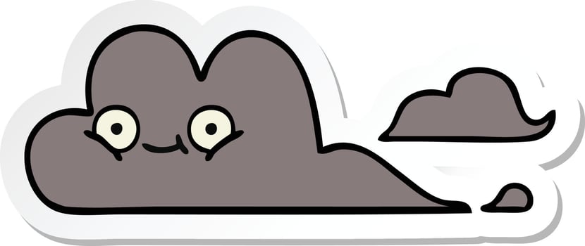 sticker of a cute cartoon storm cloud vector