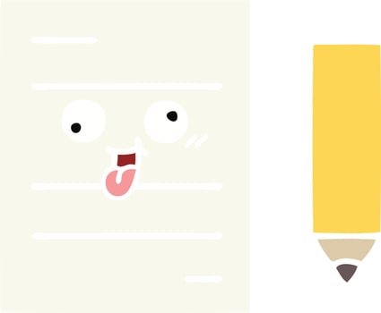 flat color retro cartoon test paper vector