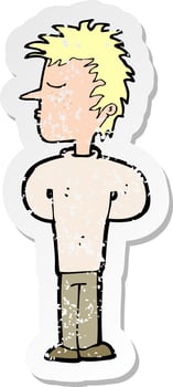 retro distressed sticker of a cartoon man ignoring vector