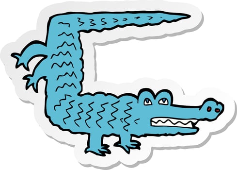 sticker of a cartoon crocodile vector
