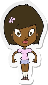 sticker of a cartoon pretty woman vector